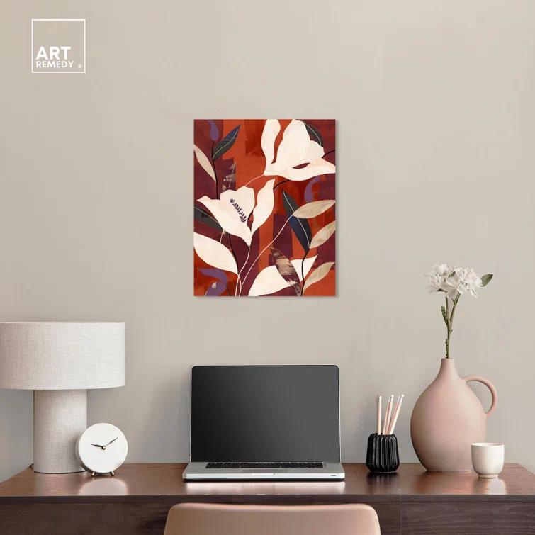Art Remedy Maroon Floral Dreams Canvas Fall Inspired Abstract Art by Art Remedy