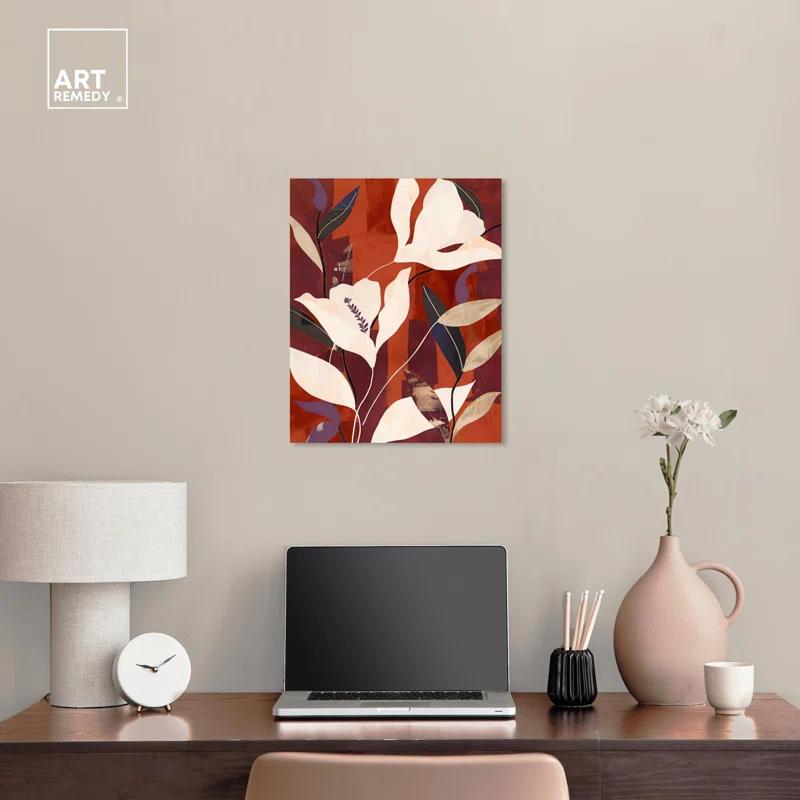 Art Remedy Maroon Floral Dreams Canvas Fall Inspired Abstract Art by Art Remedy