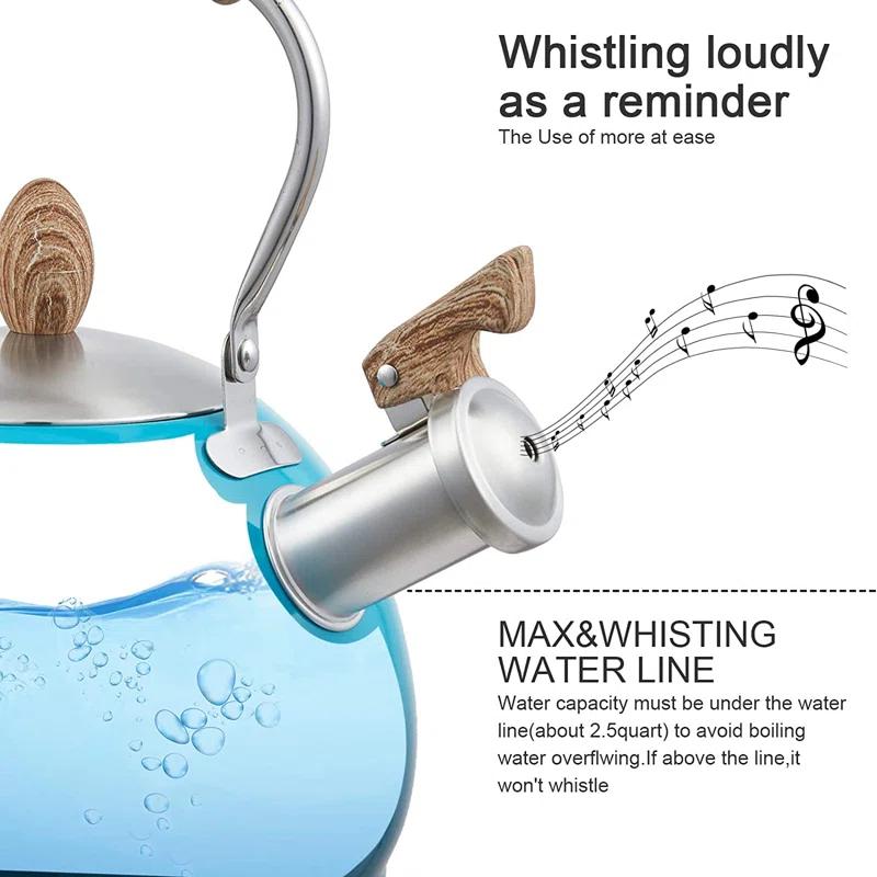Creative Home 2.6 Quarts Stainless Steel Whistling Stovetop Tea Kettle