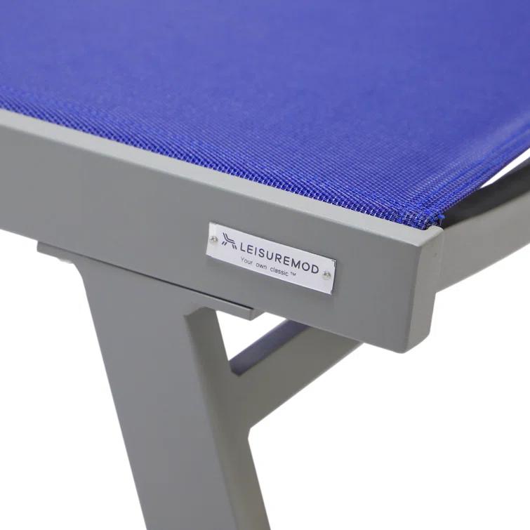 LeisureMod Outdoor Metal Chaise Lounge with Table (Set of 2)