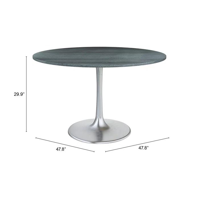 Zuo Hospitality Round Marble Top Metal Base Dining Table