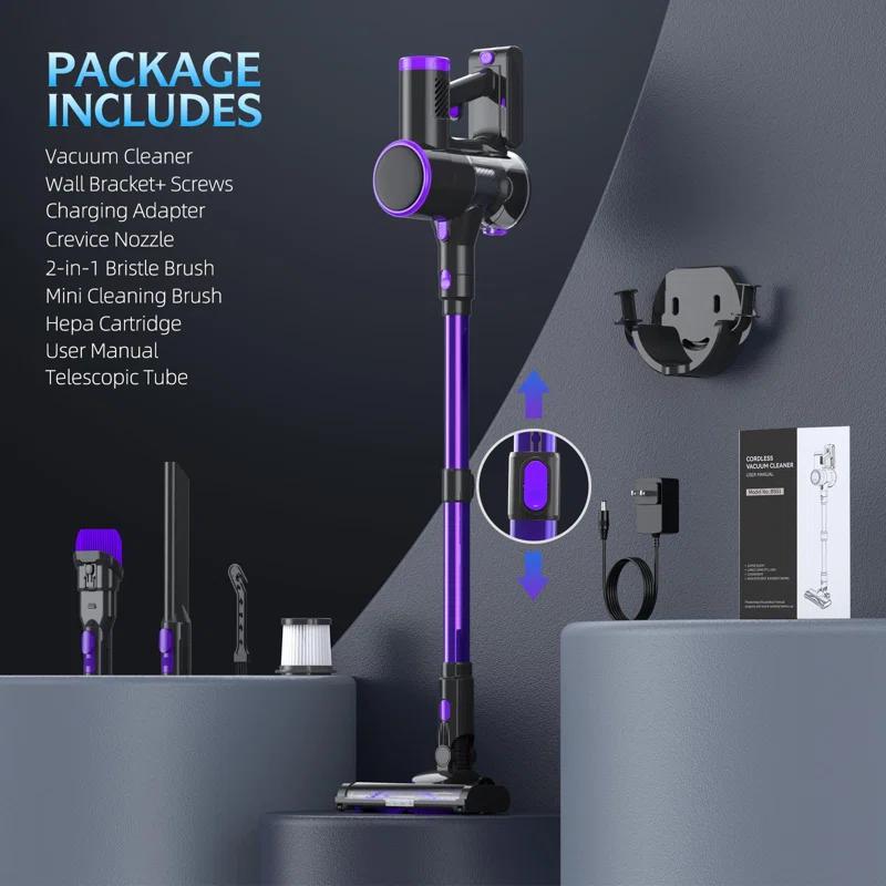 Cordless Vacuum Cleaner, 20KPA Stick Vacuum With LED Display, 2 Modes 6 In 1 Lightweight Cordless Stick Vacuum Cleaner With 40Min Detachable Battery Vacuum Cleaner For Home Hard Floor Car Carpet