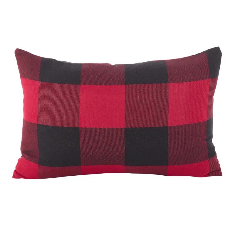 Saro Birmingham Collection Plaid Cotton Reversible Throw Pillow