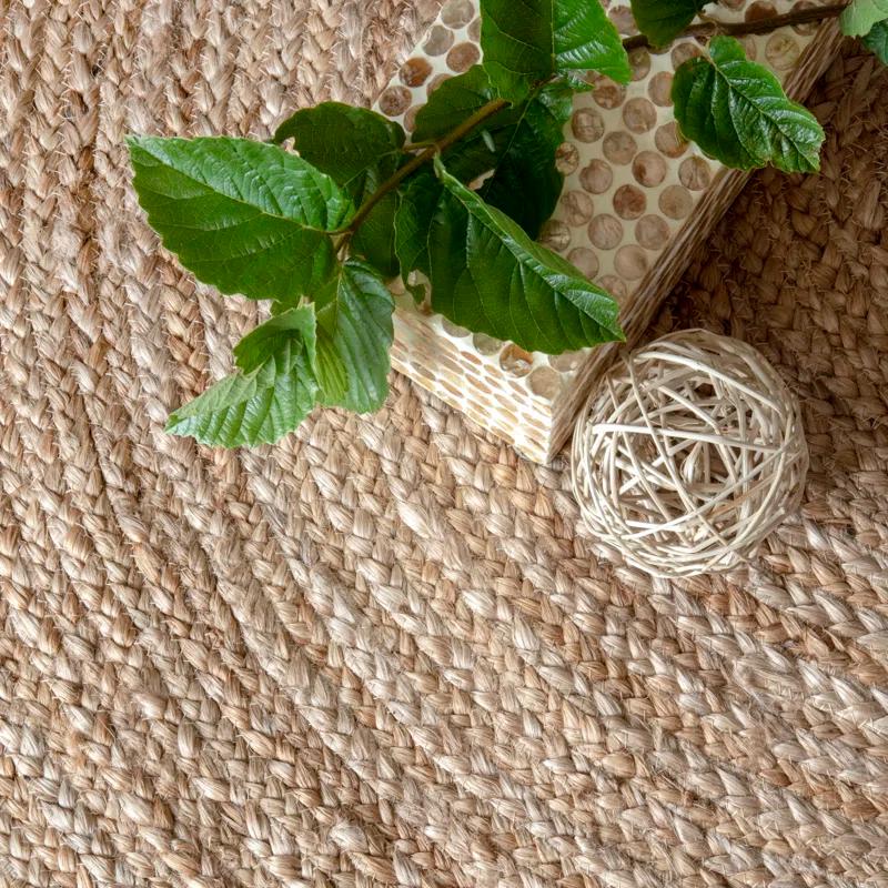Highland Dunes Bendooragh Hand-Braided Jute Natural Area Rug