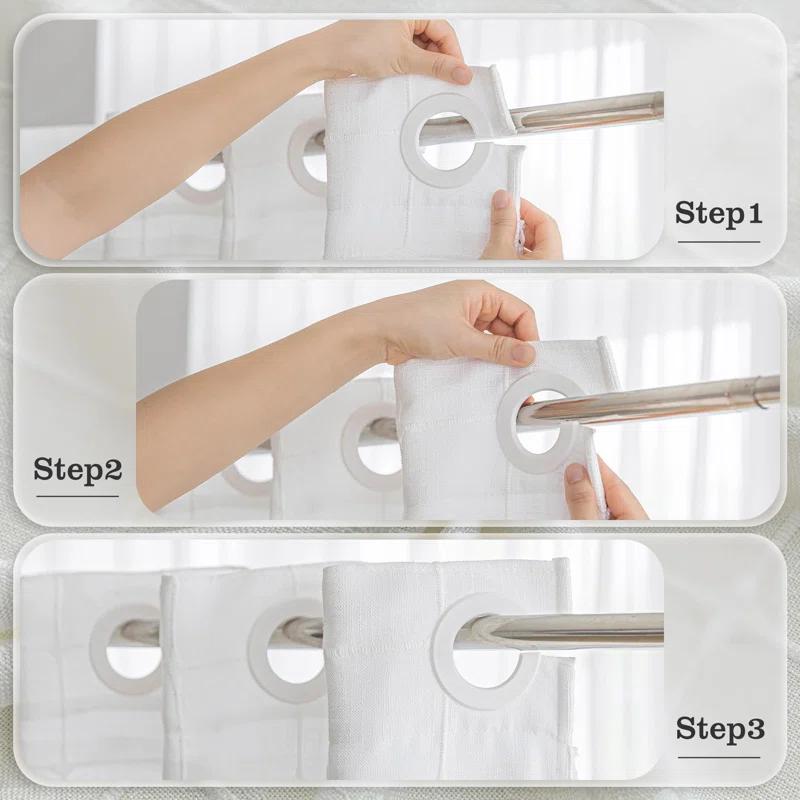 Hokku Designs Farmhouse Shower Curtain With Snap-In Liner,No Hooks Needed,Boho Fabric Shower Curtains With Tassels For Rustic Neutral Bathroom Decor,With Magnets,Water Repellent&Machine Washable,White,71X74inch