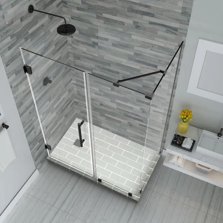 Aston Bromley 72" H Semi-Frameless Rectangle Reversible Shower Enclosure SEN967EZ-ORB-402632-10