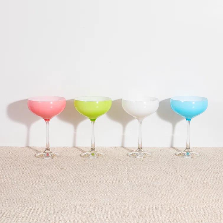 TABLE 12 TDA Series Table 12 5.8-ounce Mini Coupe Cocktail Glasses, Glass Cups Set Of 4, Champagne Glasses In Assorted Colors