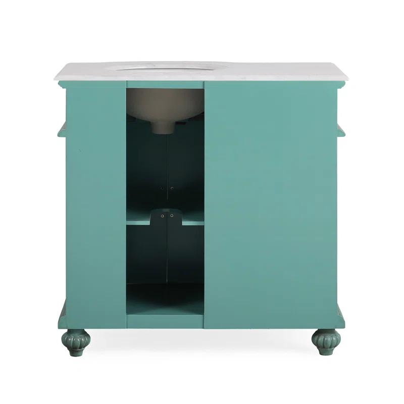 Fleur De Lis Living Okelly 36'' Single Bathroom Vanity with Carrara Marble Top