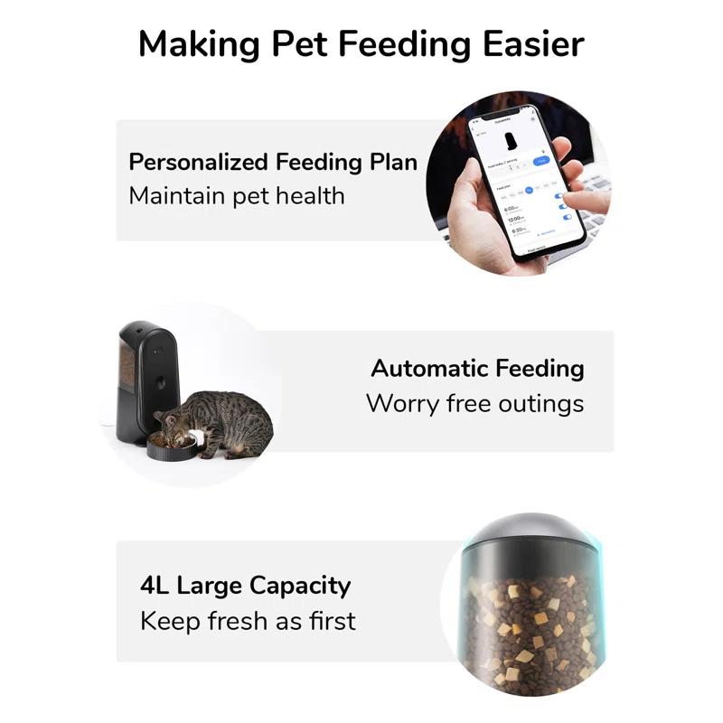 Automatic Cat Feeder, 2 In 1 Automatic Pet Feeders With Camera And Audio, Support DIY Meals And Timed Control Wifi Cat Food Dispenser, Suit For Cat And Dog