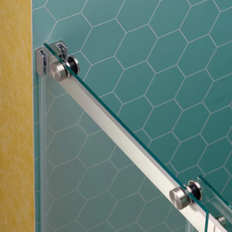 WoodBridge 44-48" W x 80" H Double Sliding Semi- Frameless Shower Door with 5/16"(8mm) Clear Tempered Glass SURFK-4880--BN