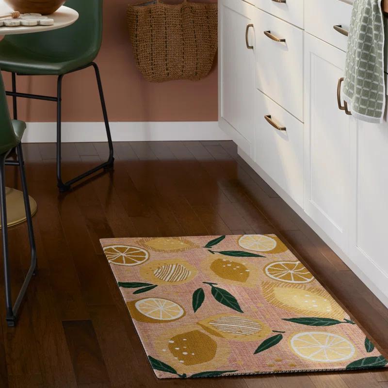 Town & Country Living TOWN & COUNTRY Living Livie Fresh Lemon Everwash Washable Non-Slip Backing Kitchen Runner Rug