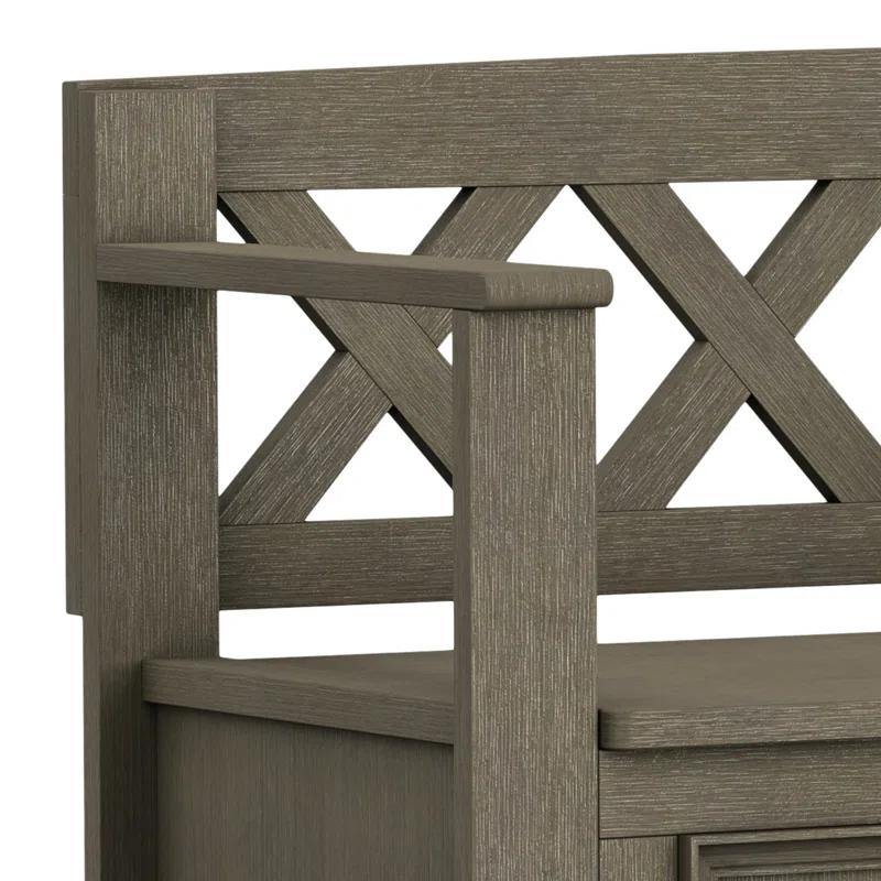 Simpli Home Amherst 48"W Solid Wood Entryway Storage Bench with Lift-Top Lid and Dual Compartments