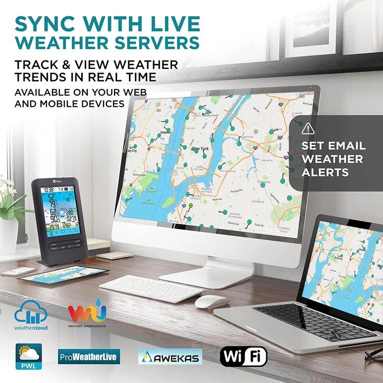 Logia 7.6'' Solar Powered Wireless Outdoor Weather Station