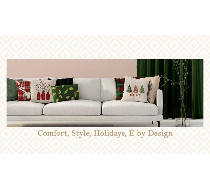 e by design Goals, Gourds, And Gatherings Geometric Indoor/Outdoor Reversible Throw Pillow