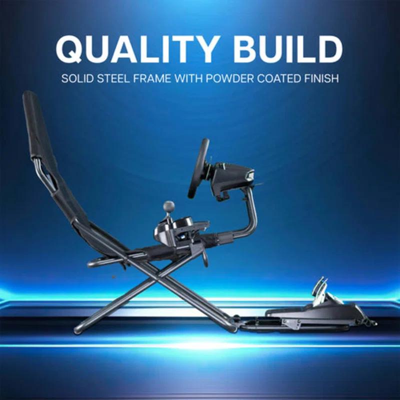 Vivo Black Folding Racing Simulator Cockpit With Wheel Stand