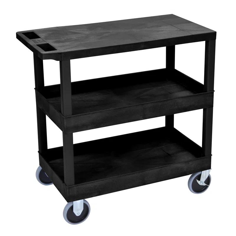 Luxor E Series Heavy Duty Utility Cart with 2 Tub and 1 Flat Shelves