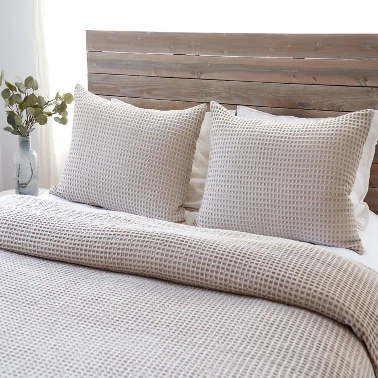 Zuma Cotton Waffle Weave Blanket by Pom Pom at Home - Cream / King