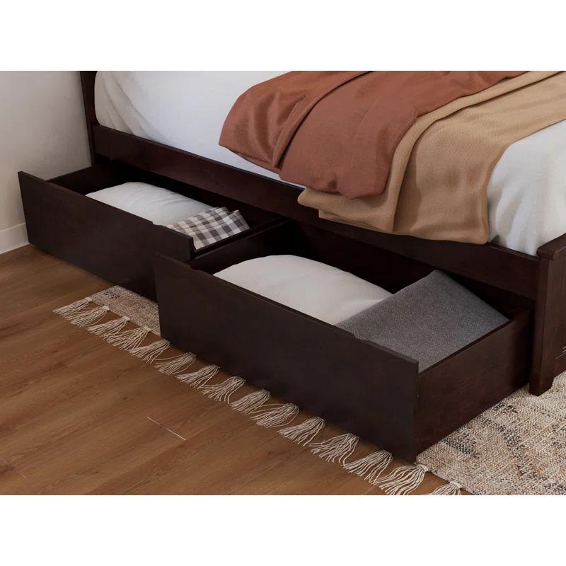 Madison Solid Wood Platform Bed with Matching Footboard & Storage Drawers