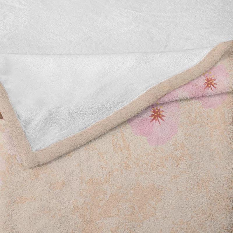 Ambesonne Ambesonne Japanese Fleece Throw Blanket Cherry Blossoms Sakura Soft Pink Beige Coral