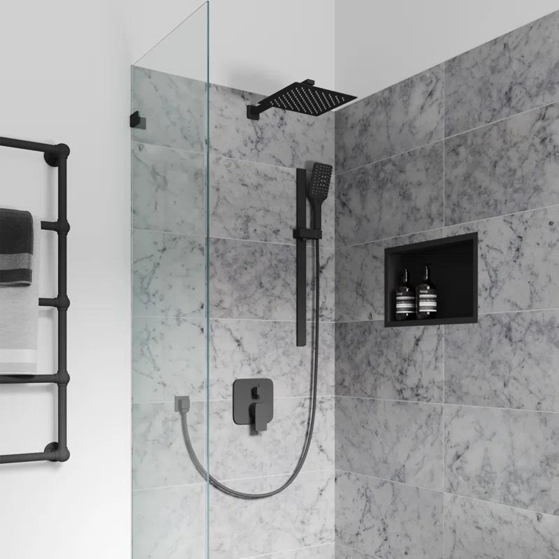 Pulse Showerspas Resort 10-in Rain Showerhead Combo Shower System with Adjustable Handshower Slide Bar and Pressure Balanced Mixing Valve 3008-MB-1.8GPM