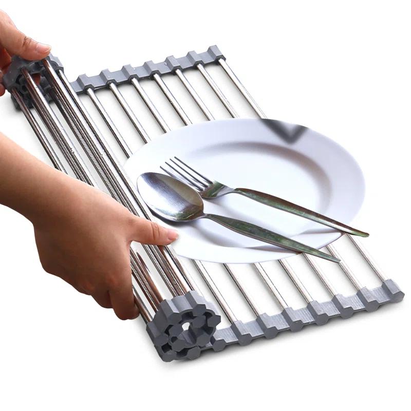 Cheer Collection Adjustable Stainless Steel Over The Sink Dish Rack