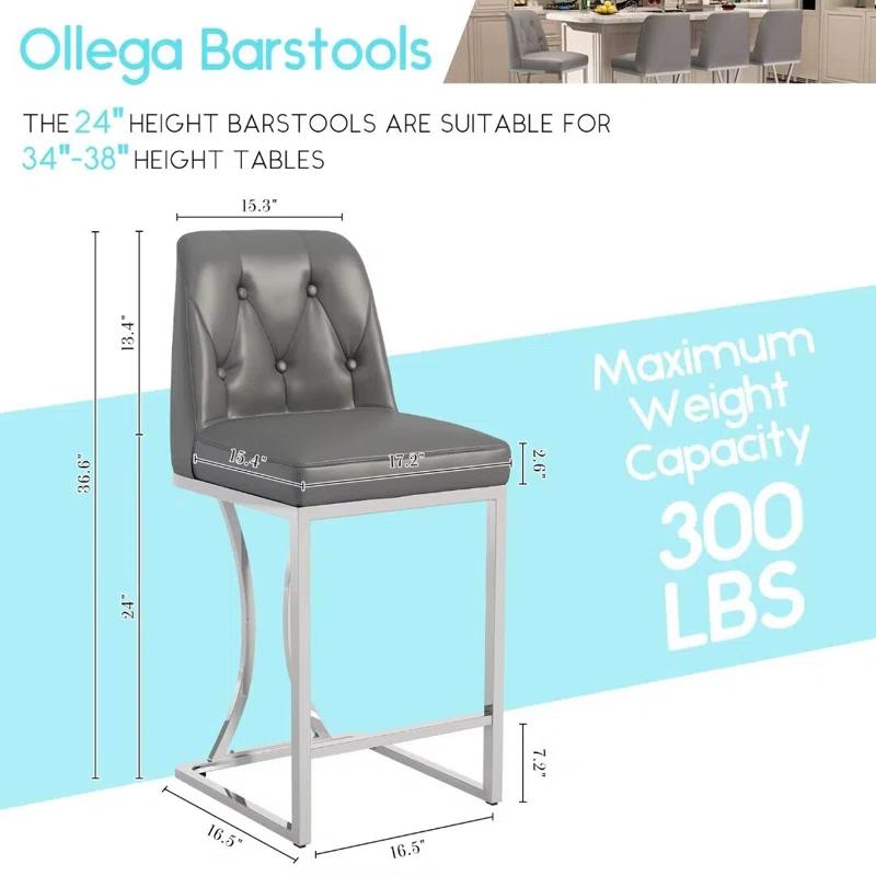 Mercer41 24" Counter Height Bar Stools with Back Kitchen Island Stools