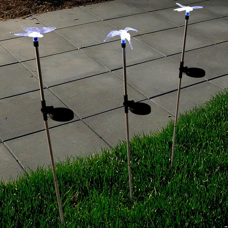Pure Garden Silver Solar Powered Integrated LED Metal Pathway Light Pack (Set of 3)