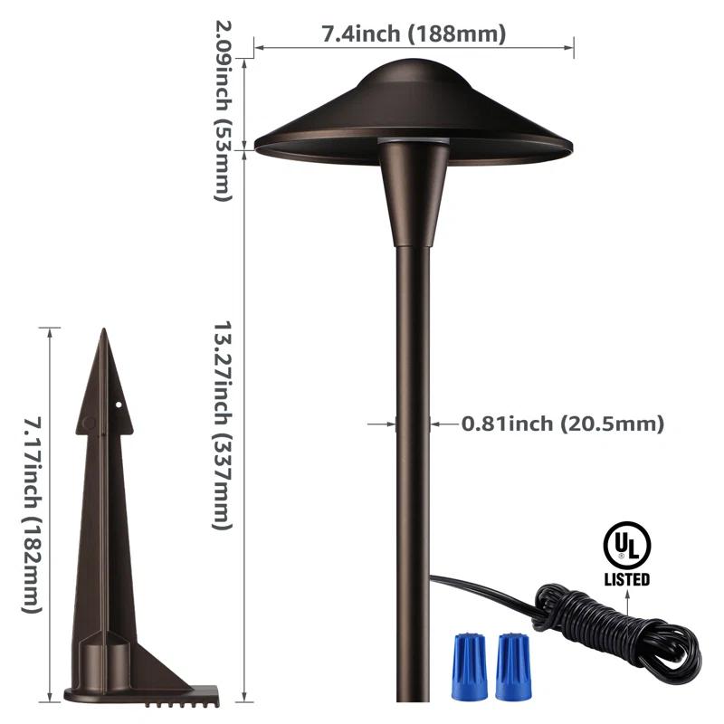 3CCT Low Voltage Landscape Pathway Lights, 5W LED Landscape Path Light, Aluminum, Oil Rubbed Bronze (Set of 12)