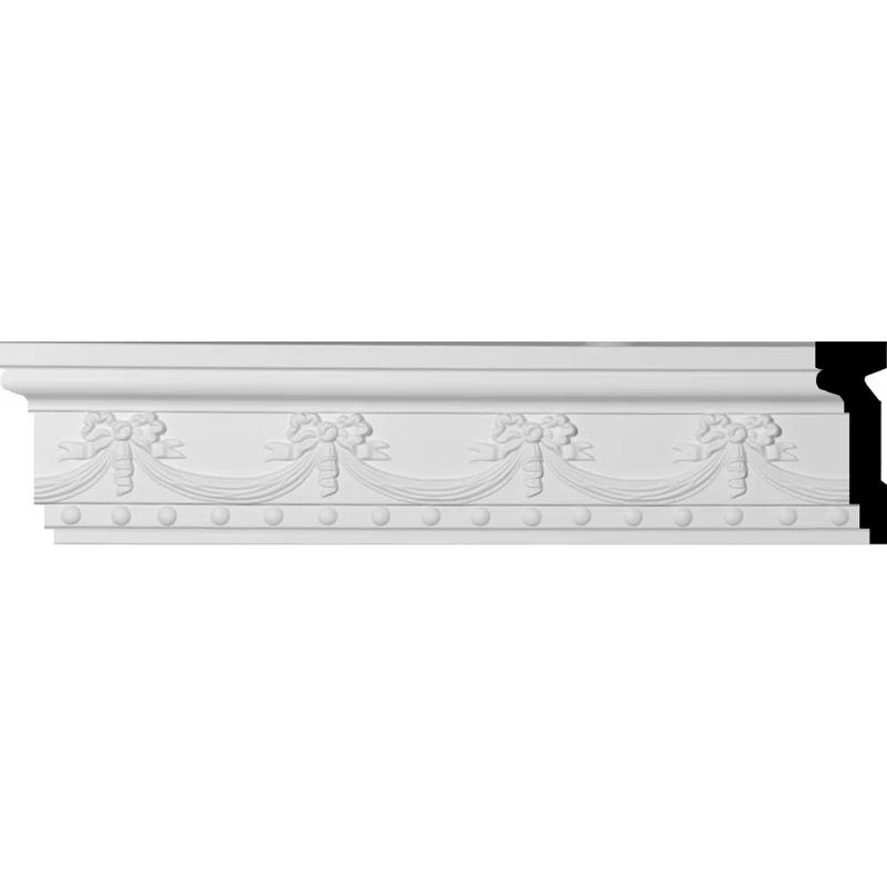 Ekena Millwork 6 1/4"H x 2"P x 94 1/2"L Federal Swag & Bow Chair Rail Moulding