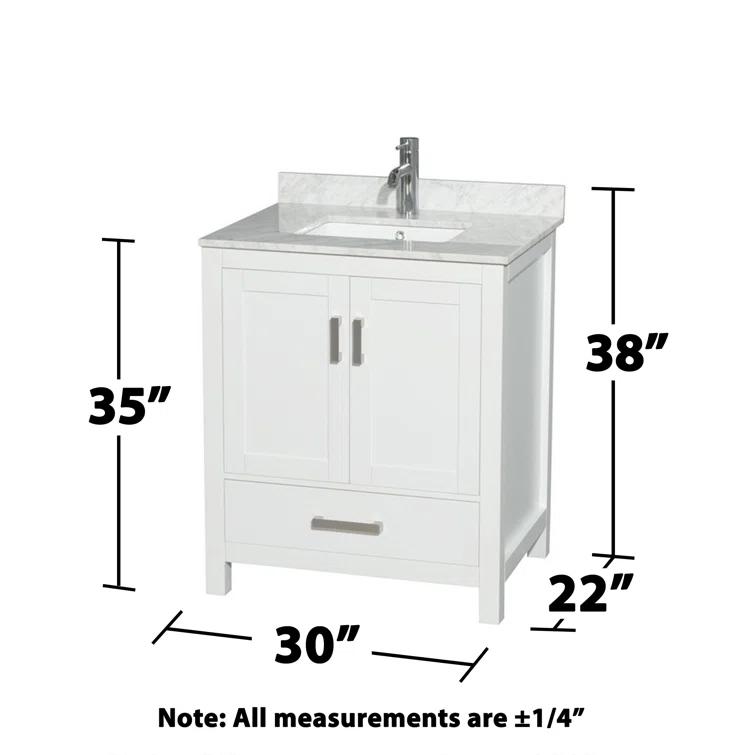 Wyndham Collection Sheffield 30" Freestanding Single Bathroom Vanity with Marble Top