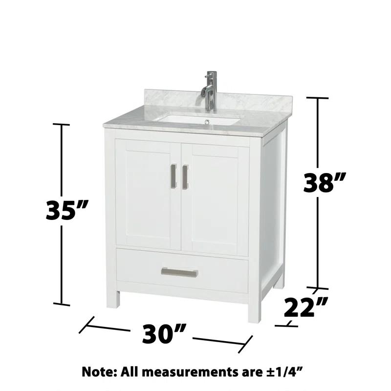 Wyndham Collection Sheffield 30" Freestanding Single Bathroom Vanity with Marble Top
