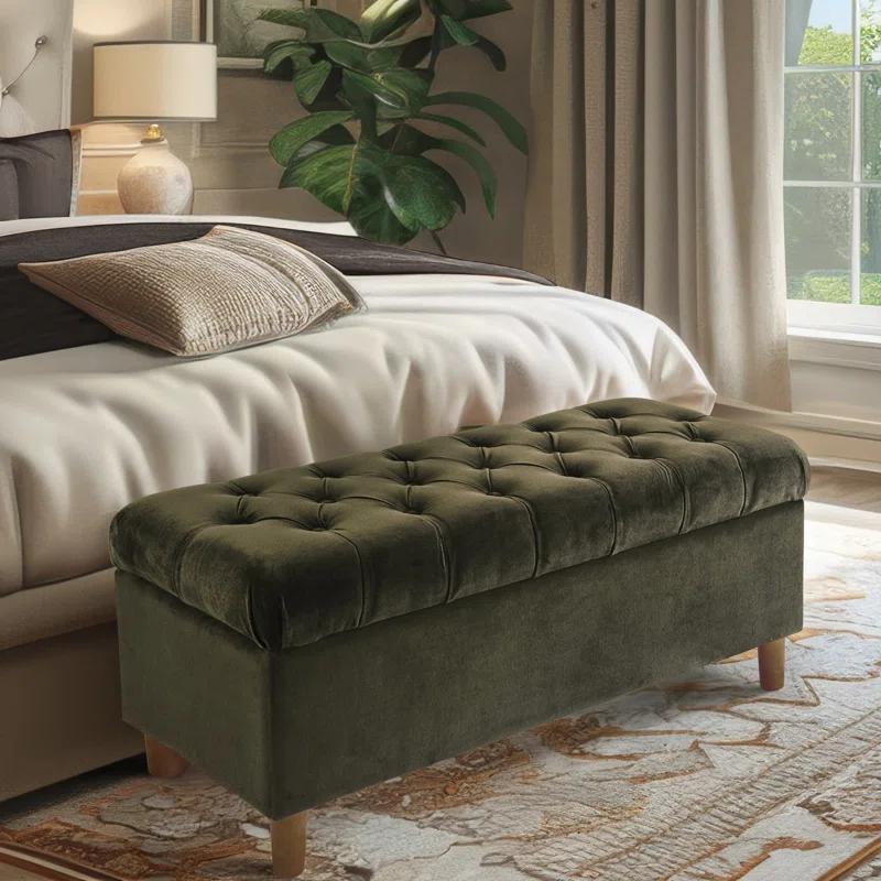 HomePop Velvet Upholstered Storage Bench