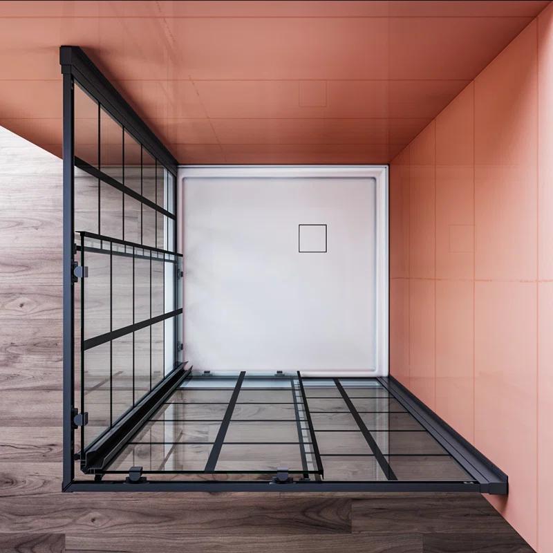 Elegant YJY-BL-343472GD-01 34"D x 34"W x 72"H Framed Square Shower Enclosure with 1/4"Clear Tempered Glass Shower Door