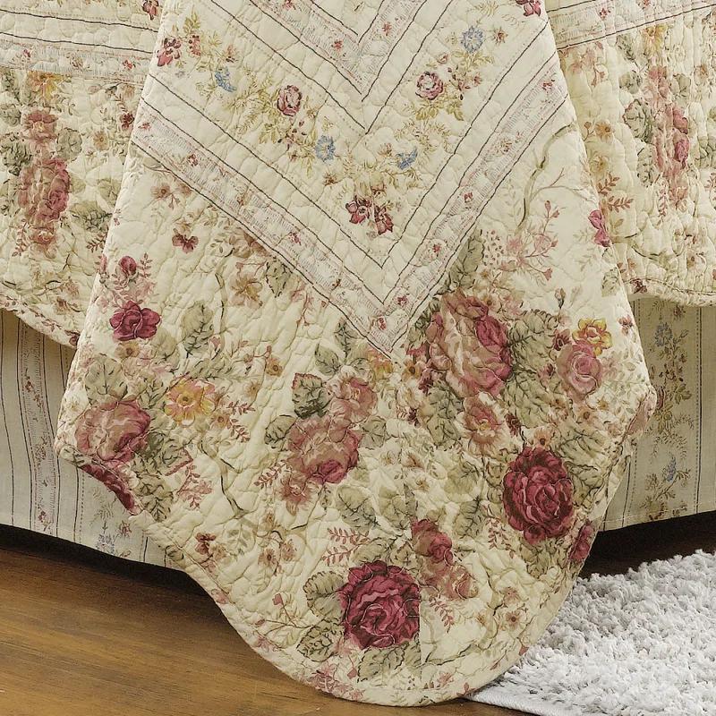 Antique Rose Cotton Reversible Quilt Set