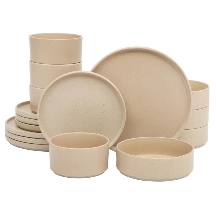 Gibson Elite Gibson Elite Tatum Premium Porcelain Matte Reactive Glaze 16 Piece (Service for 4) Plates and Bolws Stackable Dishes Ceramic Dinnerware