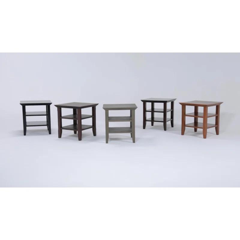 Simpli Home Acadian Solid Wood Transitional Table with Open Shelves