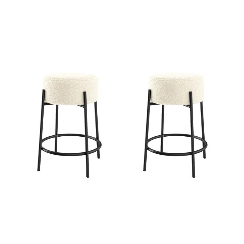 Upholstered Counter Stool with Metal Frame