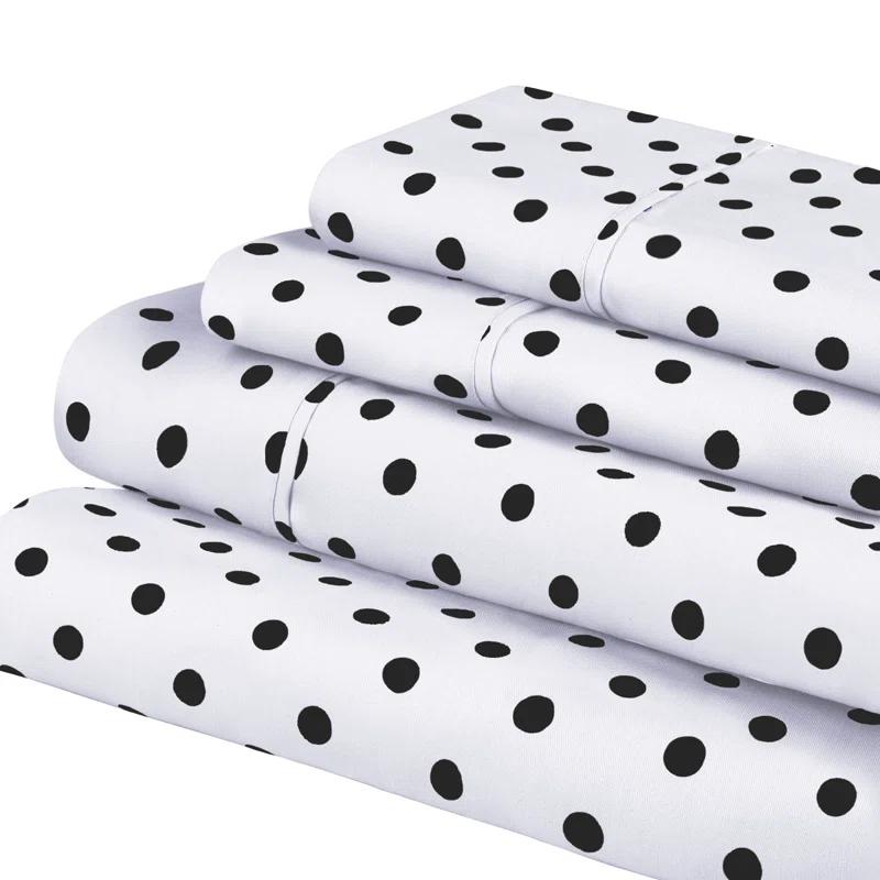Superior Impressions Polka Dots 600 TC Cotton Poly Blend Deep Pocket Bed Sheet Set