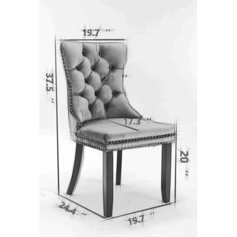 Rosdorf Park Allena Tufted Velvet/Linen Wing Back Parsons Chair (Set of 2)