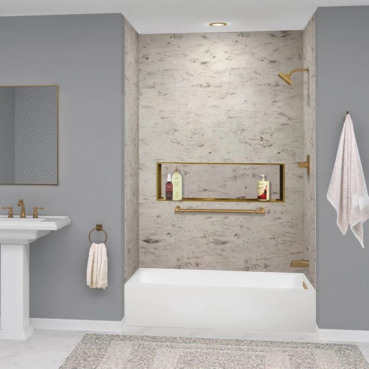 Transolid Transolid Unity AFR 60-in x 32-in x 17-in Alcove Acrylic Bathtub Kit, White UATLN603217-R-PC