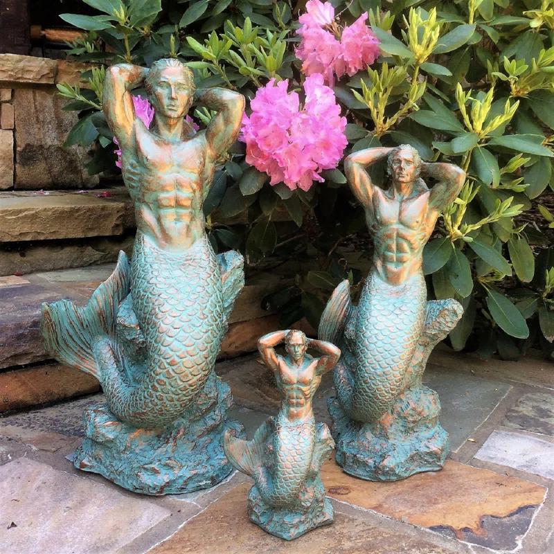 HomeStyles Life's a Beach Sexy Merman Mermaid on Coastal Rock Statue
