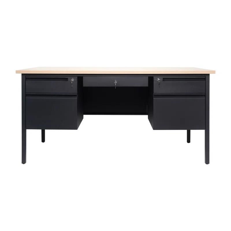 Flash Furniture Cambridge 60" Commercial Double Pedestal Desk with 5 Locking Drawers
