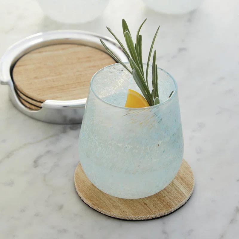 Mariposa Signature Vinyl Round 4 Piece Coaster Set With Holder