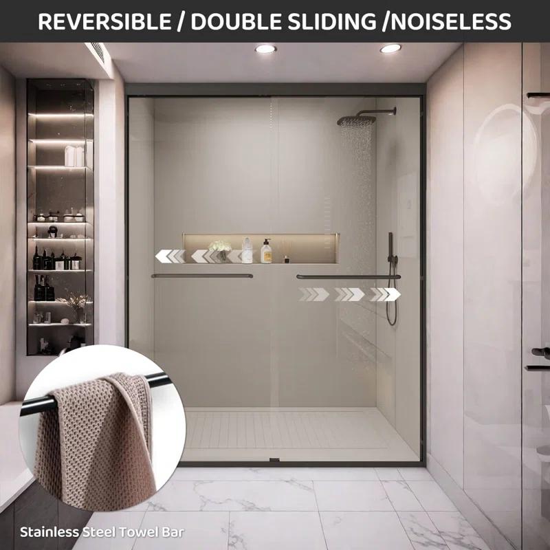 EASTANA Semi-frameless bypass bathroom sliding door AADSH6269LL