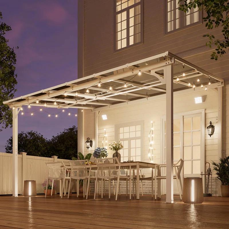 MEISSALIVVE Gazebo, Wall Mounted Gazebo, Lean To Metal Awnings Gazebos, Gazebo Pergola With Sloped Roof, Outdoor Patio Gazebo Awning For Backyard, Deck