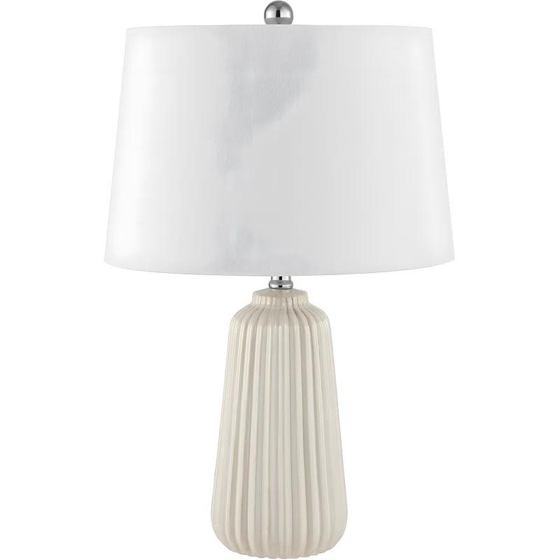 Wildon Home® Modern Ceramic Table Lamp With Led Bulb Included - Elegant Ivory Finish And Textured Design For Bedroom, Living Room, Or Home Office