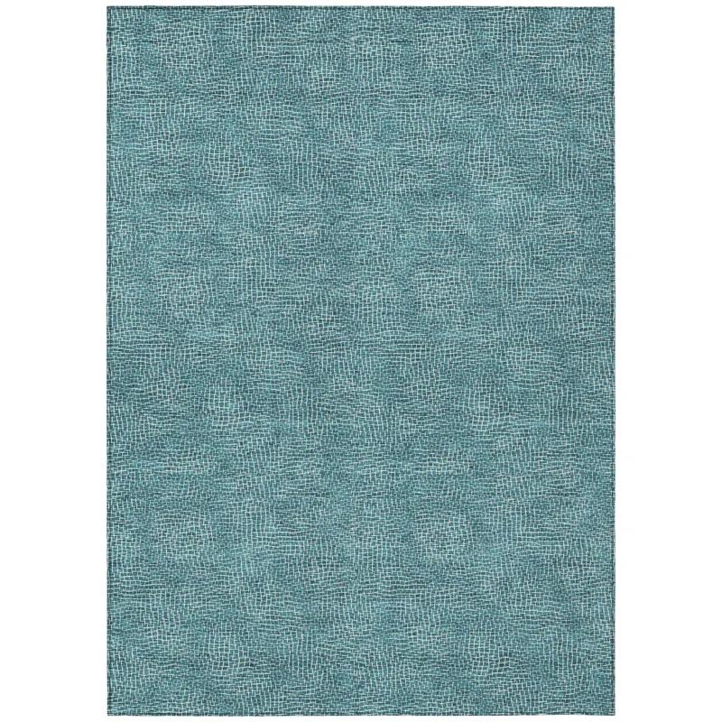Machine Washable Indoor/Outdoor Chayden ACN1057 Teal Rug