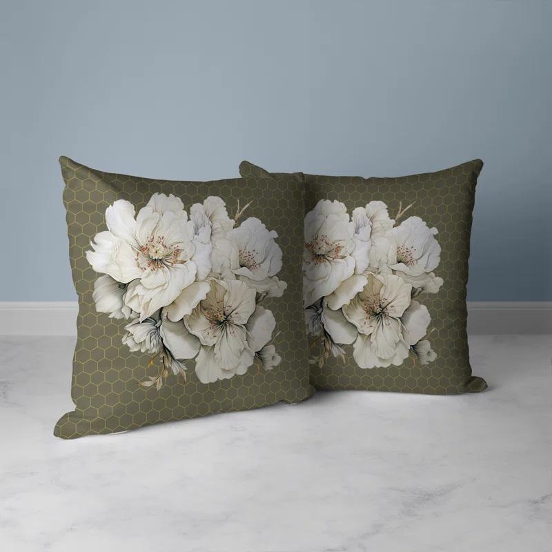 Amrita Sen Magnolia Majesty Floral Reversible Throw Pillow