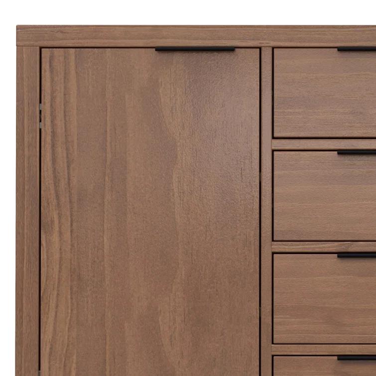 Simpli Home Hollander SOLID WOOD and Pine 54 inch x 18 inch Rectangle Contemporary Sideboard Buffet in Medium Saddle Brown