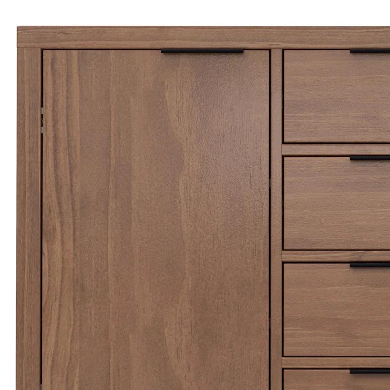 Simpli Home Hollander SOLID WOOD and Pine 54 inch x 18 inch Rectangle Contemporary Sideboard Buffet in Medium Saddle Brown